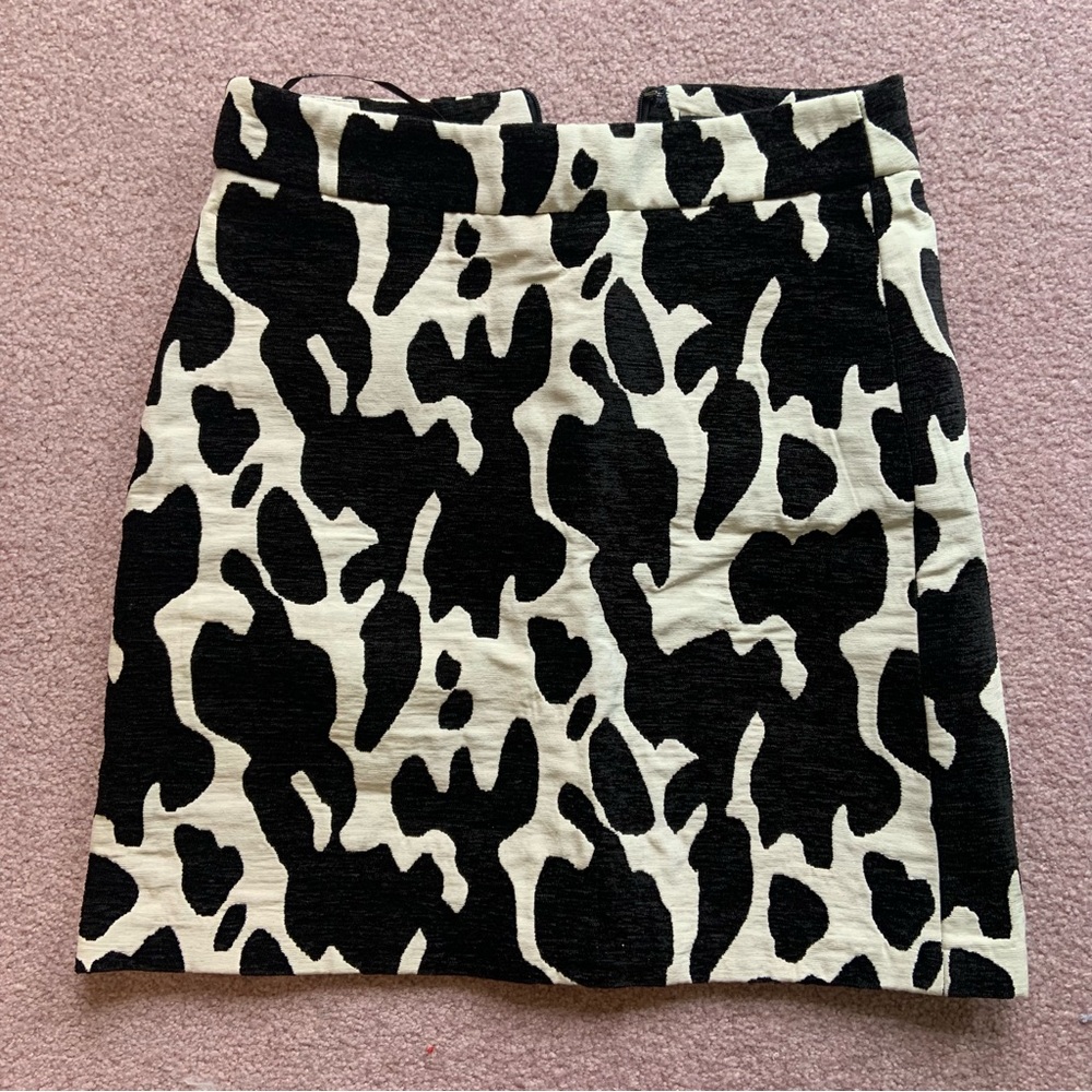 Zara Woman black and white blob office skirt